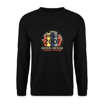 18 Jahre Geburtstagsgeschenk aus dem Jahr 2007 - Unisex Pullover - Schwarz - Vorne - Alina (178cm) & Michal (187cm)