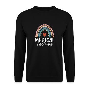 Medizinischer Laborwissenschaftler Boho Regenbogen MLS Lustig - Unisex Pullover - Schwarz - Vorne - Alina (178cm) & Michal (187cm)