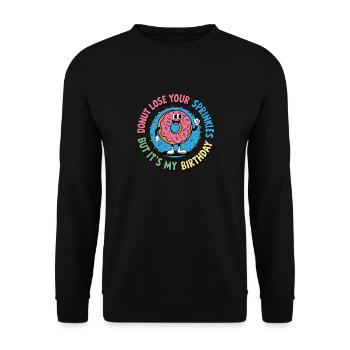 Beignet d’anniversaire design drôle - Sweat-shirt Unisexe - noir - Devant - Alina (178cm) & Michal (187cm)