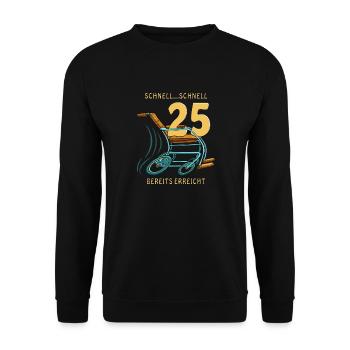 GEHHILFE SCHNELL...SCHNELL 25 BEREITS ERREICHT - Unisex Pullover - Schwarz - Vorne - Alina (178cm) & Michal (187cm)