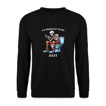 SKELETON TOILET SMARTPHONE - Unisex Sweatshirt - black - Front - Alina (178cm) & Michal (187cm)
