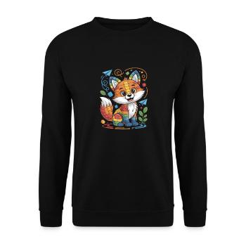 Raus Aus Der Vorschule, Kindergarten Bunt Fuchs - Unisex Pullover - Schwarz - Vorne - Alina (178cm) & Michal (187cm)