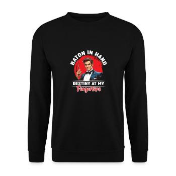Music Director Baton In Hand Music Lover Musician - Unisex Pullover - Schwarz - Vorne - Alina (178cm) & Michal (187cm)