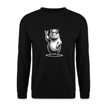 Rock Music Funny Capybara with Sunglasses - Unisex Sweatshirt - black - Front - Alina (178cm) & Michal (187cm)