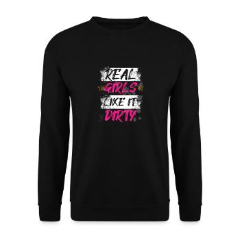 Real girls like it dirty Schlammlauf Mud Run Muddy - Unisex Sweatshirt - black - Front - Alina (178cm) & Michal (187cm)