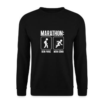 MARATHON DEIN PRINZ MEIN KÖNIG Läufer Lustiges - Unisex Pullover - Schwarz - Vorne - Alina (178cm) & Michal (187cm)