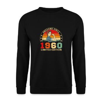 1960er Jahre Vintage Retro Geburtstagsgeschenk - Unisex Pullover - Schwarz - Vorne - Alina (178cm) & Michal (187cm)