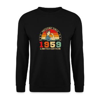 1959 Vintage Retro Frau Geburtstagsgeschenk - Unisex Pullover - Schwarz - Vorne - Alina (178cm) & Michal (187cm)
