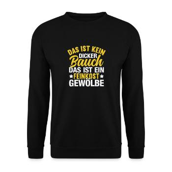 Das ist kein dicker Bauch – Feinkostgewölbe Fun Sh - Unisex Pullover - Schwarz - Vorne - Alina (178cm) & Michal (187cm)