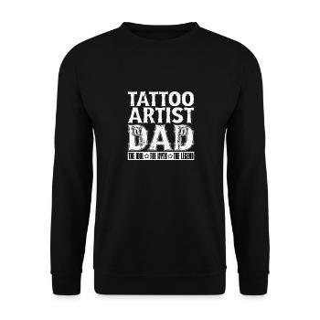 Tatoueur Papa L’Idole Le Mythe Arts du tatouage - Sweat-shirt Unisexe - noir - Devant - Alina (178cm) & Michal (187cm)