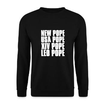 Pope Text Pun Leo USA - Unisex Sweatshirt - black - Front - Alina (178cm) & Michal (187cm)