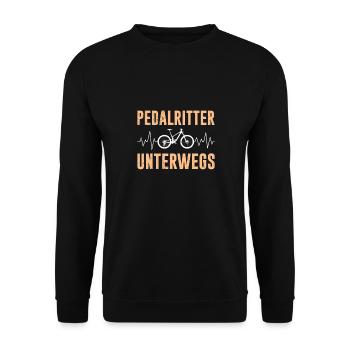 Radfahrer PEDAL RITTER UNTERWEGS Radeln Lustig - Unisex Pullover - Schwarz - Vorne - Alina (178cm) & Michal (187cm)
