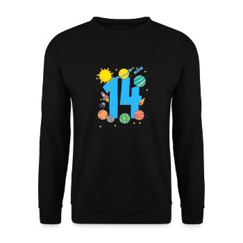 Galactic Birthday Experience with Number 14 - Unisex Sweatshirt - black - Front - Alina (178cm) & Michal (187cm)