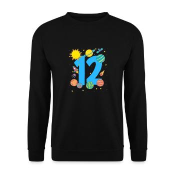 Space Adventure Number 12 - Unisex Sweatshirt - black - Front - Alina (178cm) & Michal (187cm)