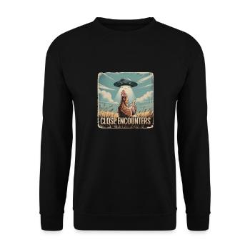 Close Encounter Chicken UFO Field - Unisex Sweatshirt - black - Front - Alina (178cm) & Michal (187cm)