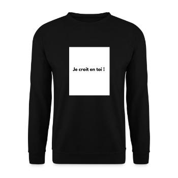 Ich glaube an dich! - Unisex Pullover - Schwarz - Vorne - Alina (178cm) & Michal (187cm)