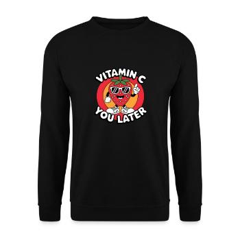 Vitamin C Obst Lustige Erdbeere - Unisex Pullover - Schwarz - Vorne - Alina (178cm) & Michal (187cm)