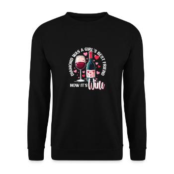 Valentinstag Diamond Was A Girls Best Friend Wein - Unisex Pullover - Schwarz - Vorne - Alina (178cm) & Michal (187cm)