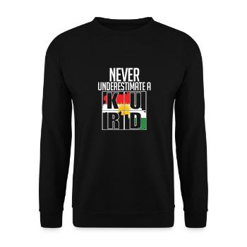 Kurde Kurde Les Kurdes ne sous-estiment jamais un Kurde - Sweat-shirt Unisexe - noir - Devant - Alina (178cm) & Michal (187cm)