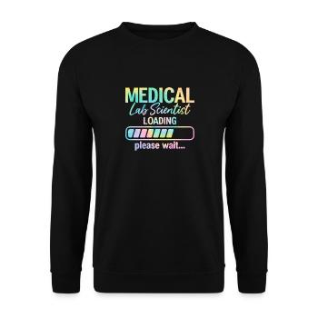 Scientifique de laboratoire Chargement Tie Dye Drôle MLS Médical - Sweat-shirt Unisexe - noir - Devant - Alina (178cm) & Michal (187cm)