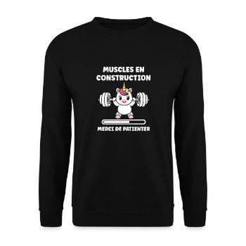 Humour musculation - Sweat-shirt Unisexe - noir - Devant - Alina (178cm) & Michal (187cm)