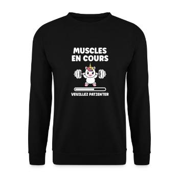 Humour musculation - Sweat-shirt Unisexe - noir - Devant - Alina (178cm) & Michal (187cm)