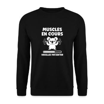 Humour musculation - Sweat-shirt Unisexe - noir - Devant - Alina (178cm) & Michal (187cm)