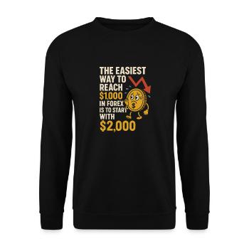 Lustiger Börsenhändler Weg Zu 1000 - Unisex Pullover - Schwarz - Vorne - Alina (178cm) & Michal (187cm)