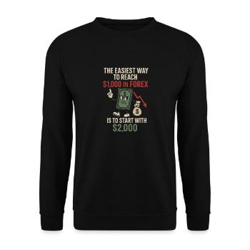 Le moyen le plus simple de 1 000 $ Forex Funny Trader - Sweat-shirt Unisexe - noir - Devant - Alina (178cm) & Michal (187cm)