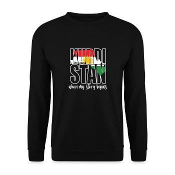 Kurdistan Where My Story Begins Kurde Kurden - Unisex Pullover - Schwarz - Vorne - Alina (178cm) & Michal (187cm)