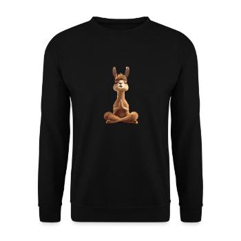 Meditierendes Lama für Entspannung und - Unisex Pullover - Schwarz - Vorne - Alina (178cm) & Michal (187cm)