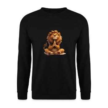 Méditer en Lion pour la sérénité et la force - Sweat-shirt Unisexe - noir - Devant - Alina (178cm) & Michal (187cm)