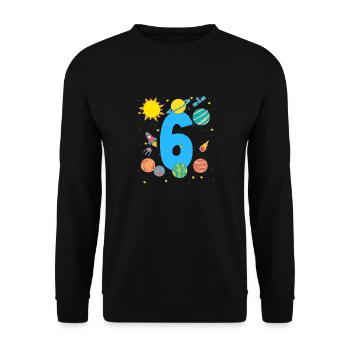 Space Adventure Number 6 Birthday - Unisex Sweatshirt - black - Front - Alina (178cm) & Michal (187cm)