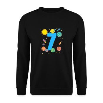 Galactic Adventure for the 7th Birthday - Unisex Sweatshirt - black - Front - Alina (178cm) & Michal (187cm)