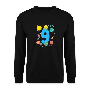 Space Adventure Number Nine - Unisex Sweatshirt - black - Front - Alina (178cm) & Michal (187cm)