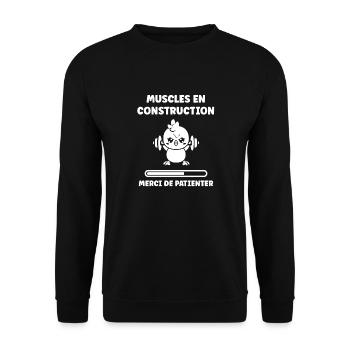 Humour musculation - Sweat-shirt Unisexe - noir - Devant - Alina (178cm) & Michal (187cm)