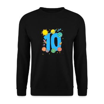 Space adventure for the 10th birthday - Unisex Sweatshirt - black - Front - Alina (178cm) & Michal (187cm)