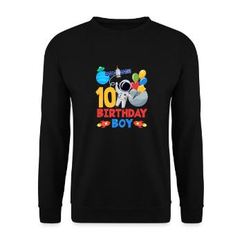Astronaut Space 10 Birthday Boy - Unisex Sweatshirt - black - Front - Alina (178cm) & Michal (187cm)