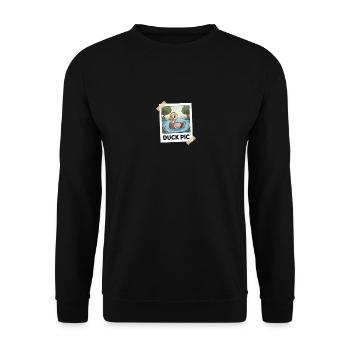 Lustiges Entenbild Duck Pic - Unisex Pullover - Schwarz - Vorne - Alina (178cm) & Michal (187cm)