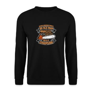 Un vieil homme bûcheron forestier coupeur de bois - Sweat-shirt Unisexe - noir - Devant - Alina (178cm) & Michal (187cm)