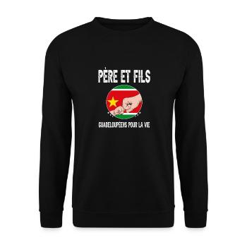 père et fils papa guadeloupéen guadeloupe - Sweat-shirt Unisexe - noir - Devant - Alina (178cm) & Michal (187cm)