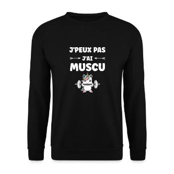 Humour musculation - Sweat-shirt Unisexe - noir - Devant - Alina (178cm) & Michal (187cm)