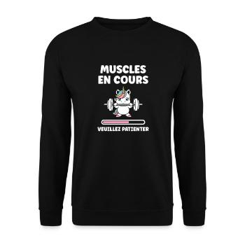 Humour musculation - Sweat-shirt Unisexe - noir - Devant - Alina (178cm) & Michal (187cm)