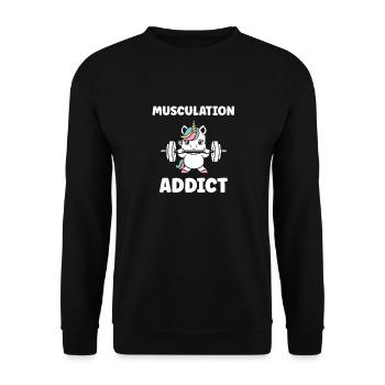 Humour musculation - Sweat-shirt Unisexe - noir - Devant - Alina (178cm) & Michal (187cm)