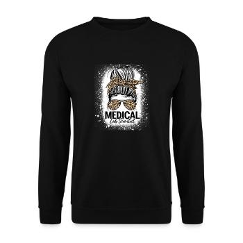 Scientifique de laboratoire médical Messy Bun Léopard Laboratoire drôle - Sweat-shirt Unisexe - noir - Devant - Alina (178cm) & Michal (187cm)