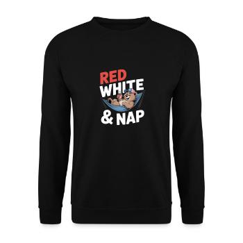 4 juillet Papa : Rouge Blanc & Sieste - Sweat-shirt Unisexe - noir - Devant - Alina (178cm) & Michal (187cm)