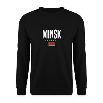 Minsk Belarus Weißrussland - Unisex Pullover - Schwarz - Vorne - Alina (178cm) & Michal (187cm)