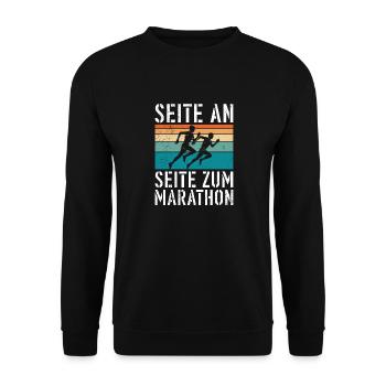 Läufer SEITE AN SEITE ZUM MARATHON Lustiges - Unisex Pullover - Schwarz - Vorne - Alina (178cm) & Michal (187cm)