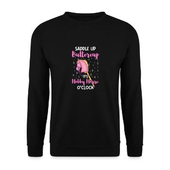 Saddle up Hobby Horse Hobby horsing - Unisex Pullover - Schwarz - Vorne - Alina (178cm) & Michal (187cm)