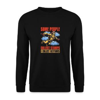 Skydiving Some People Collect Stamps I Skydive - Unisex Sweatshirt - black - Front - Alina (178cm) & Michal (187cm)